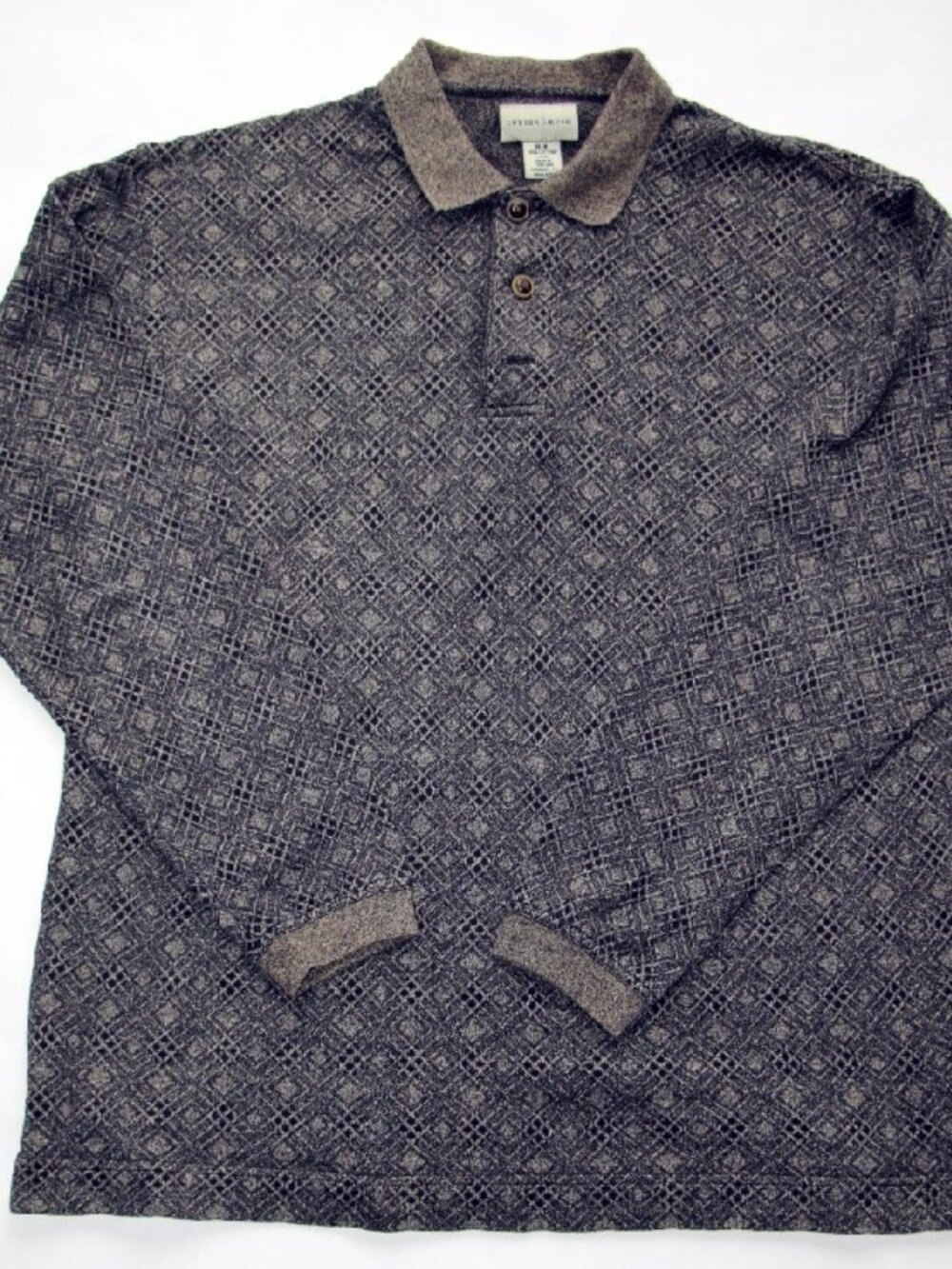 CUTTER & BUCK Dark Gray & Black with Tan Knit Pullover 100% Cotton Size M